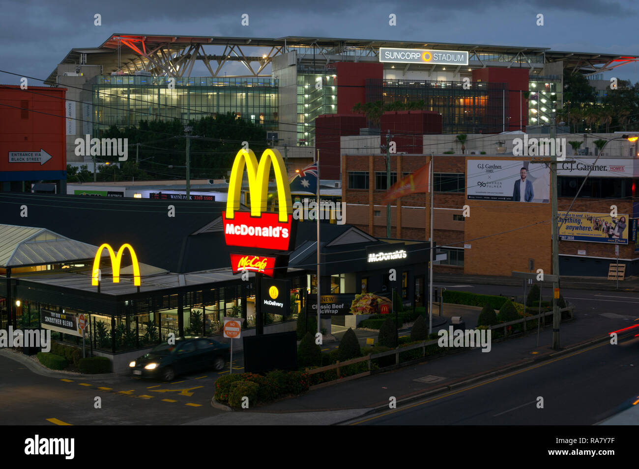The Suncorp Stadium and McDonald`s restaurant, Milton, Brisbane
